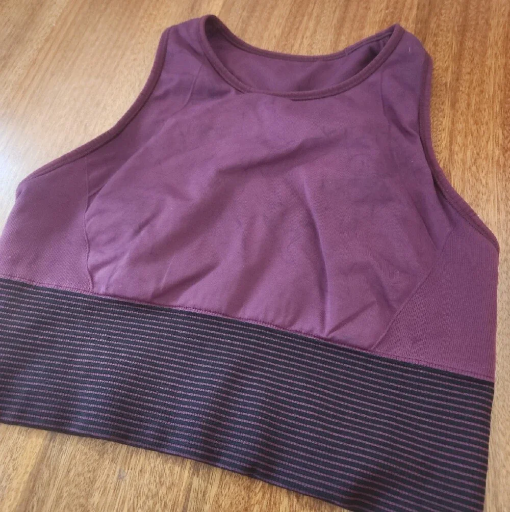lululemon athletica Purple & Black High-Neck Sports Bra Sz8